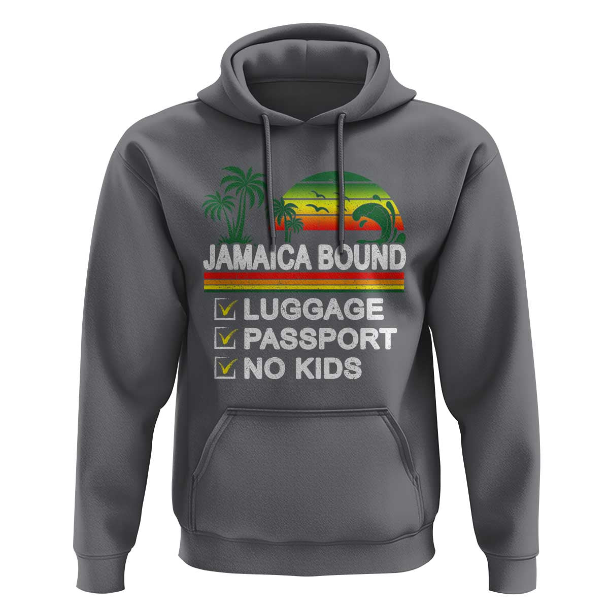 Jamaican Travel Vacation Trip Hoodie Jamaica Bound Luggage Passport No Kids - Wonder Print Shop