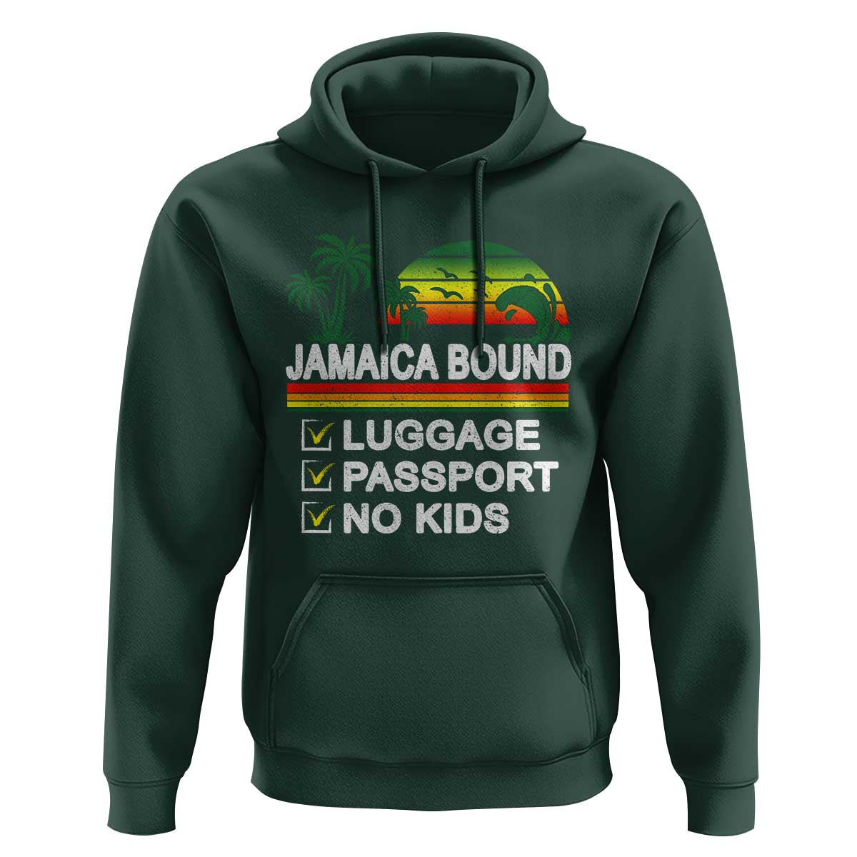 Jamaican Travel Vacation Trip Hoodie Jamaica Bound Luggage Passport No Kids - Wonder Print Shop