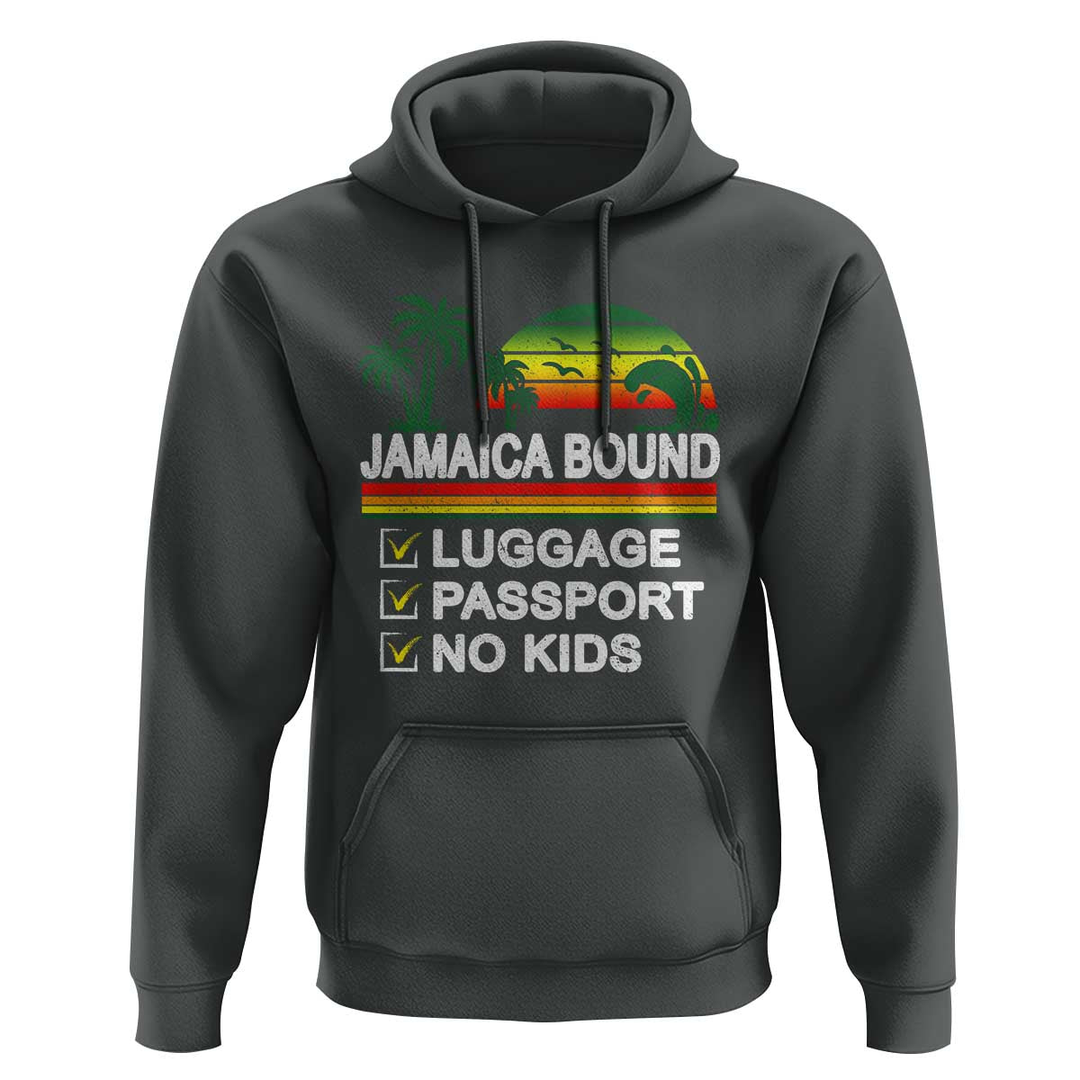 Jamaican Travel Vacation Trip Hoodie Jamaica Bound Luggage Passport No Kids - Wonder Print Shop