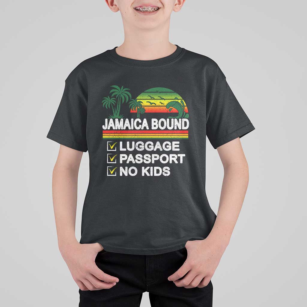 Jamaican Travel Vacation Trip T Shirt For Kid Jamaica Bound Luggage Passport No Kids - Wonder Print Shop