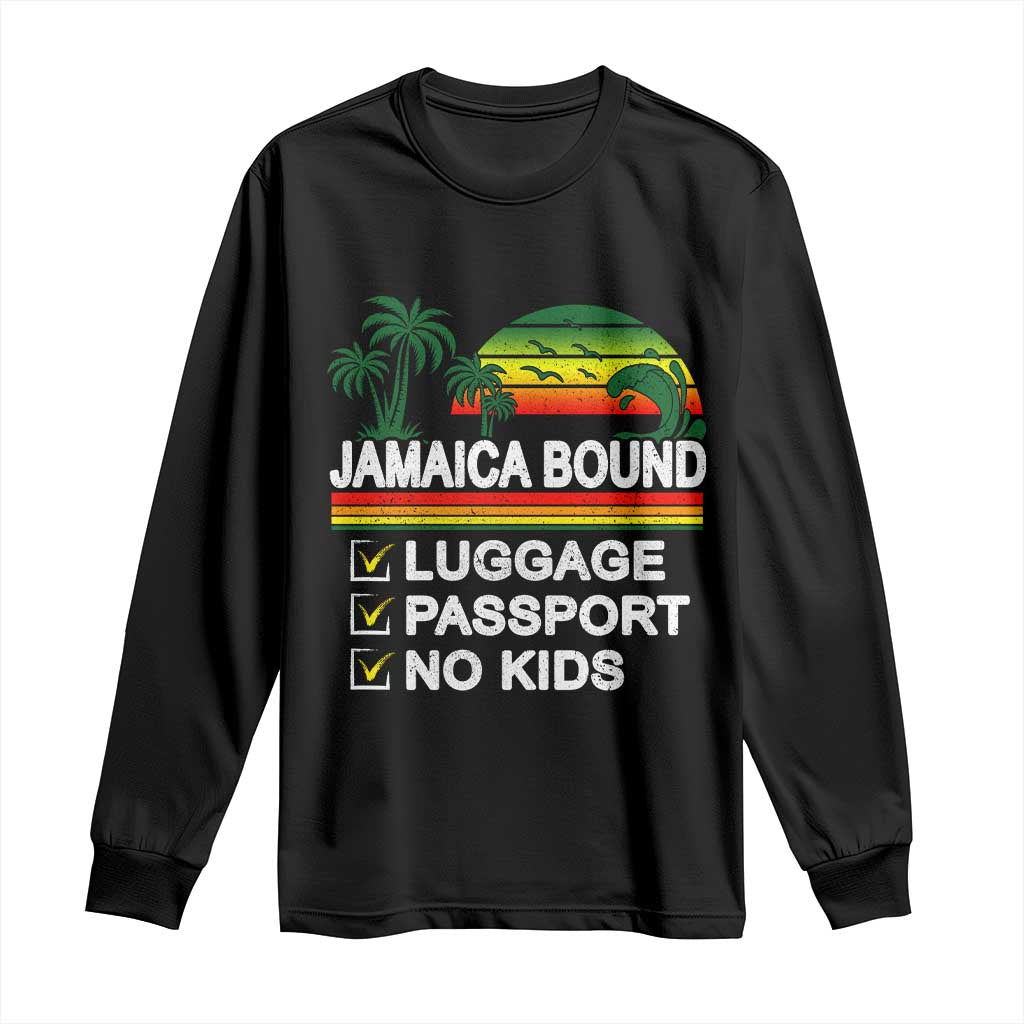 Jamaican Travel Vacation Trip Long Sleeve Shirt Jamaica Bound Luggage Passport No Kids - Wonder Print Shop