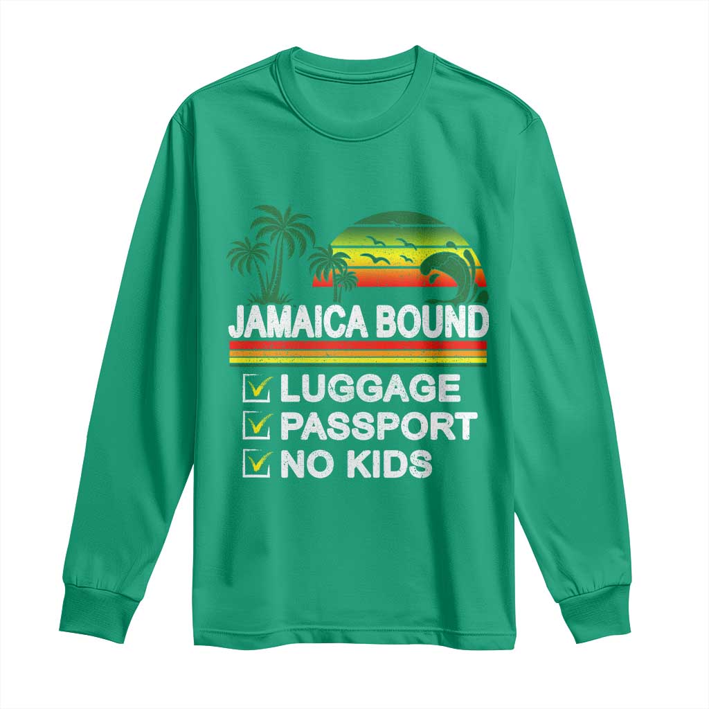 Jamaican Travel Vacation Trip Long Sleeve Shirt Jamaica Bound Luggage Passport No Kids - Wonder Print Shop