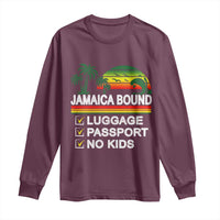 Jamaican Travel Vacation Trip Long Sleeve Shirt Jamaica Bound Luggage Passport No Kids - Wonder Print Shop