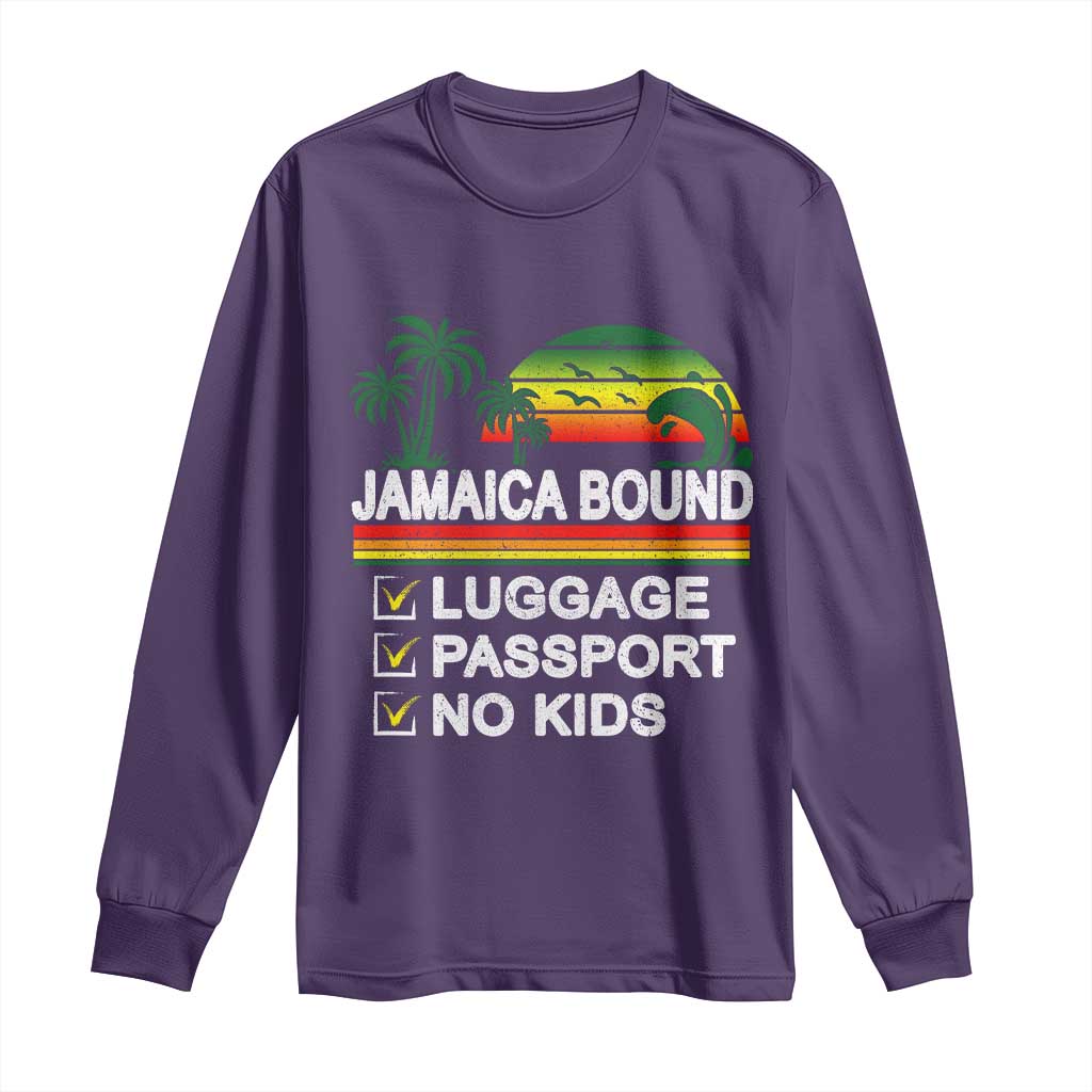 Jamaican Travel Vacation Trip Long Sleeve Shirt Jamaica Bound Luggage Passport No Kids - Wonder Print Shop