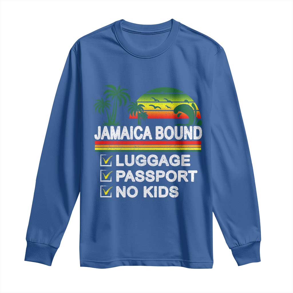 Jamaican Travel Vacation Trip Long Sleeve Shirt Jamaica Bound Luggage Passport No Kids - Wonder Print Shop