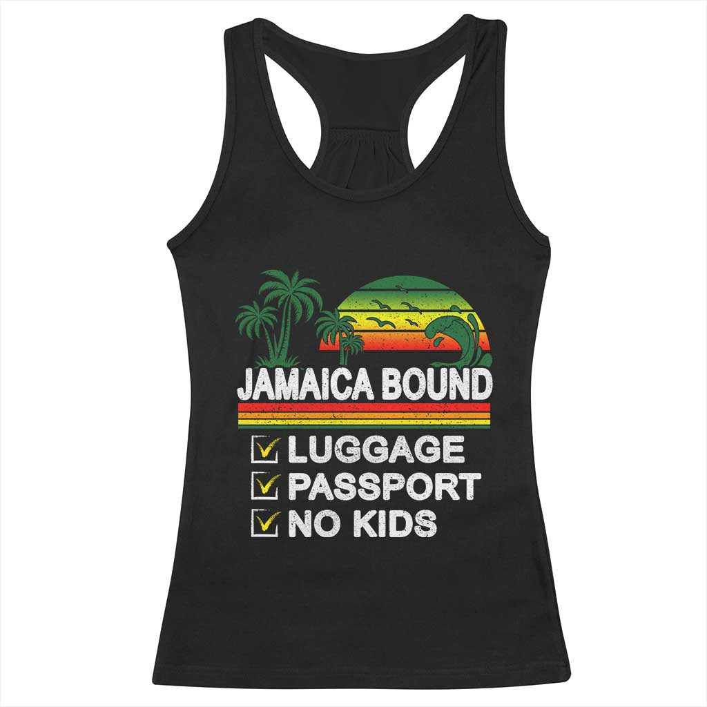 Jamaican Travel Vacation Trip Racerback Tank Top Jamaica Bound Luggage Passport No Kids - Wonder Print Shop
