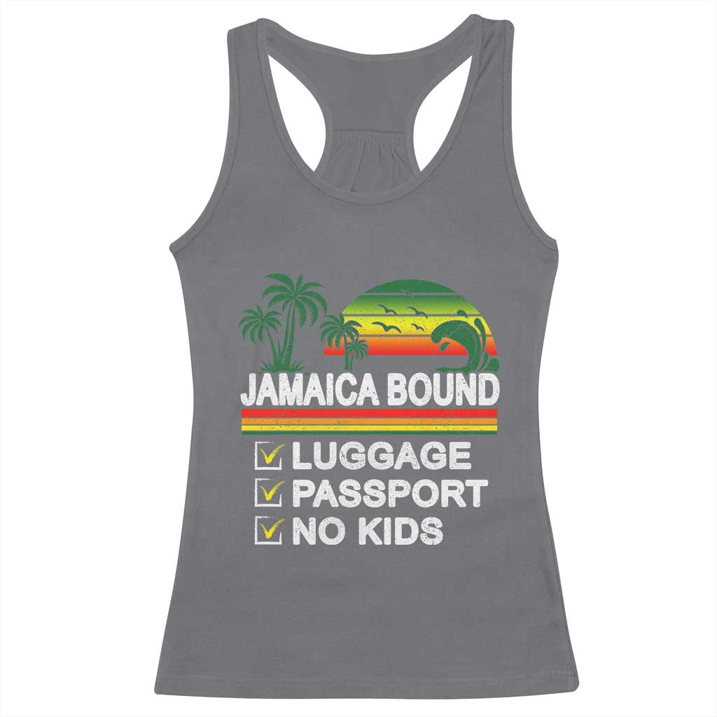 Jamaican Travel Vacation Trip Racerback Tank Top Jamaica Bound Luggage Passport No Kids - Wonder Print Shop