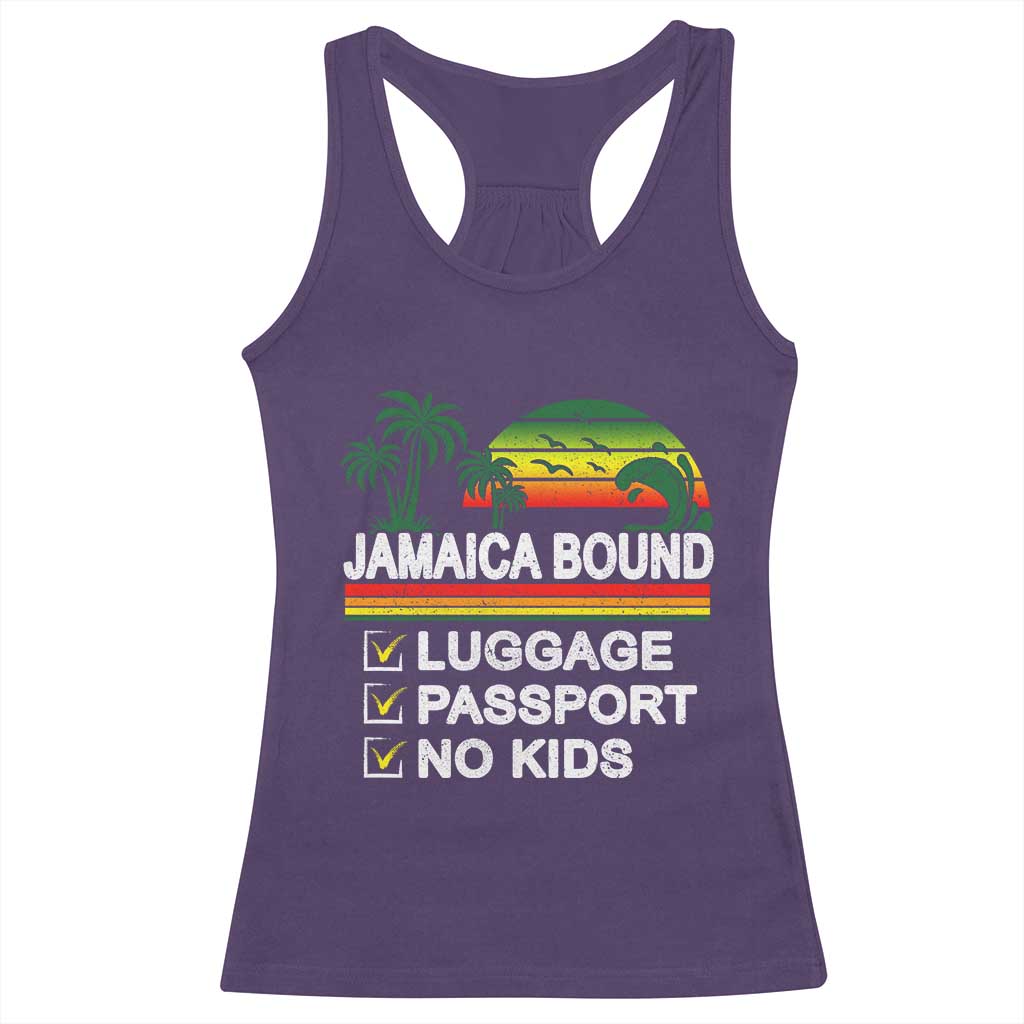 Jamaican Travel Vacation Trip Racerback Tank Top Jamaica Bound Luggage Passport No Kids - Wonder Print Shop