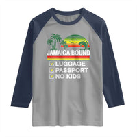 Jamaican Travel Vacation Trip Raglan Shirt Jamaica Bound Luggage Passport No Kids - Wonder Print Shop