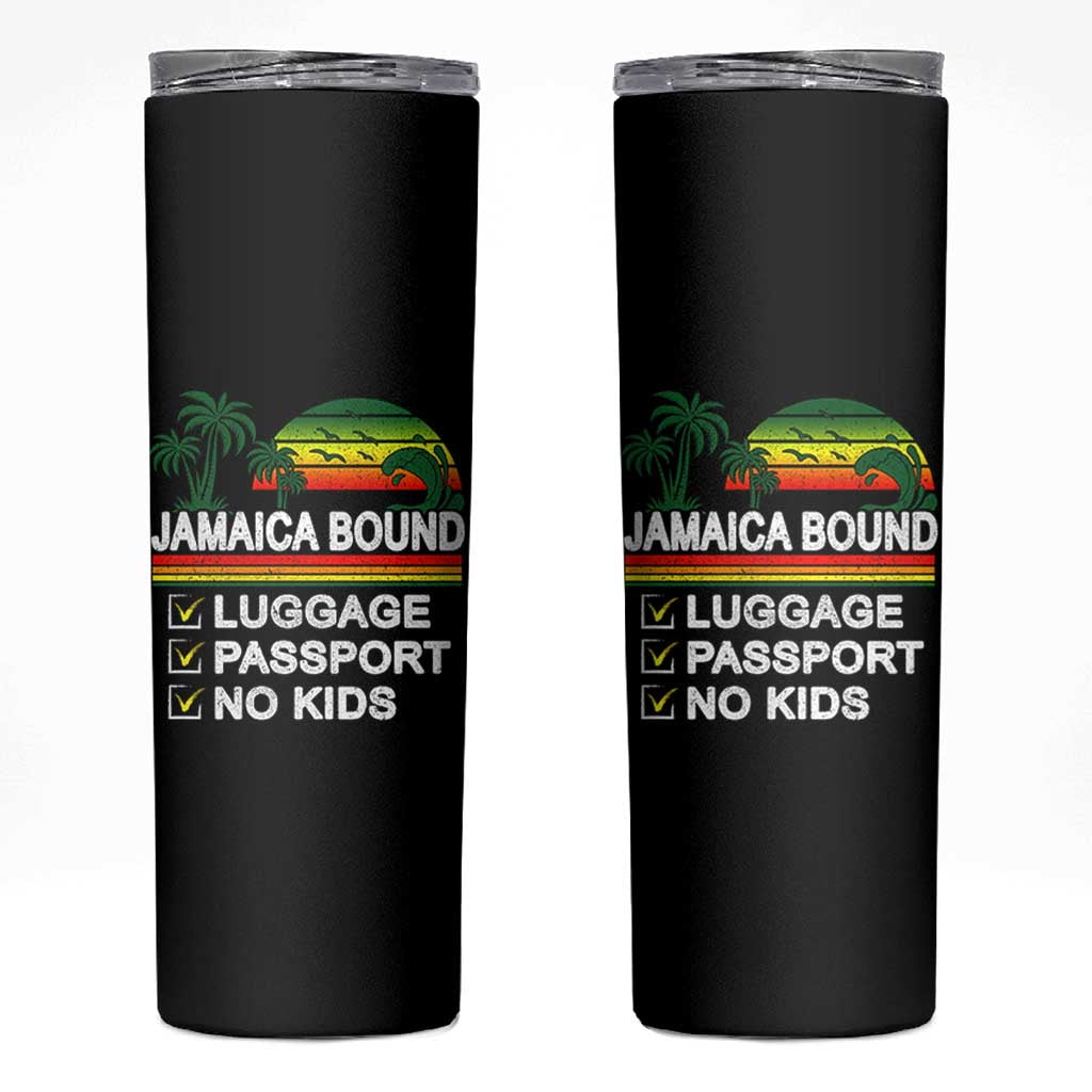 Jamaican Travel Vacation Trip Skinny Tumbler Jamaica Bound Luggage Passport No Kids - Wonder Print Shop