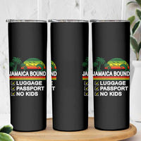 Jamaican Travel Vacation Trip Skinny Tumbler Jamaica Bound Luggage Passport No Kids - Wonder Print Shop