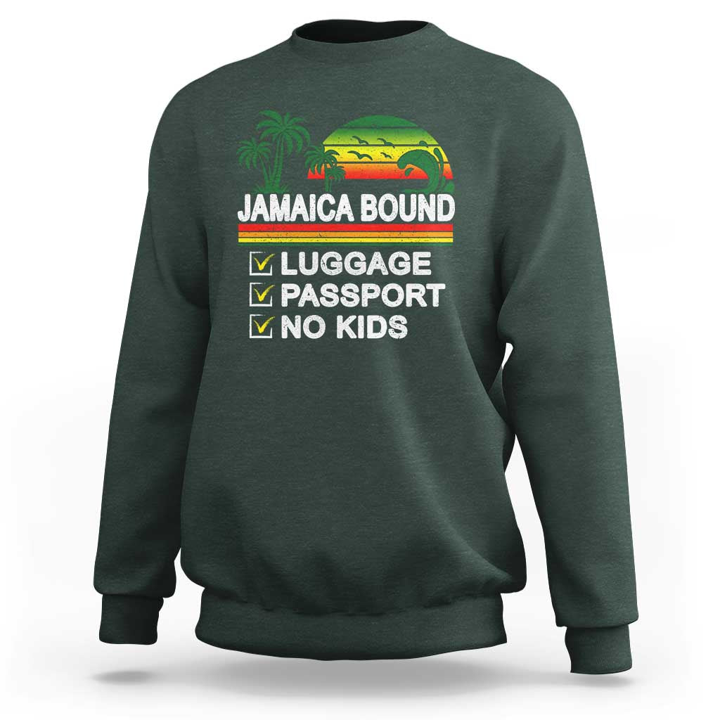 Jamaican Travel Vacation Trip Sweatshirt Jamaica Bound Luggage Passport No Kids - Wonder Print Shop
