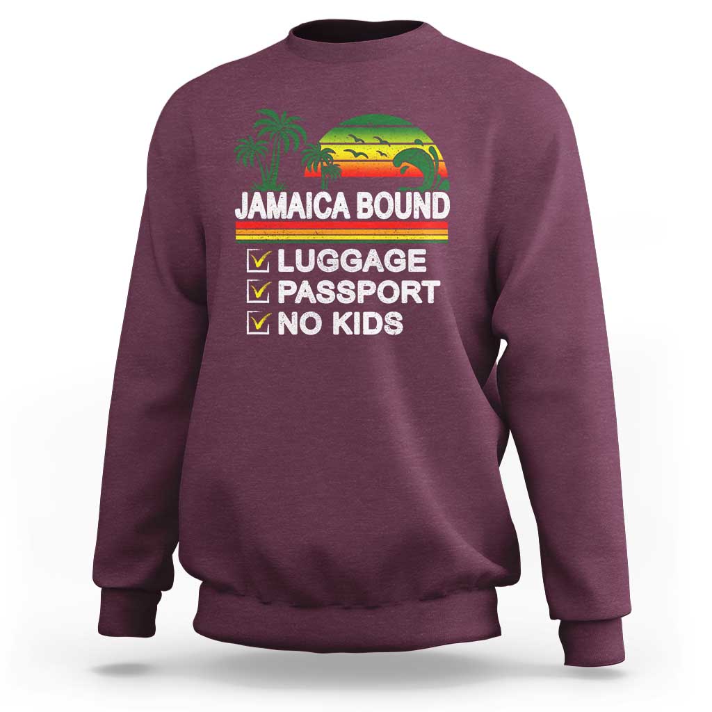 Jamaican Travel Vacation Trip Sweatshirt Jamaica Bound Luggage Passport No Kids - Wonder Print Shop