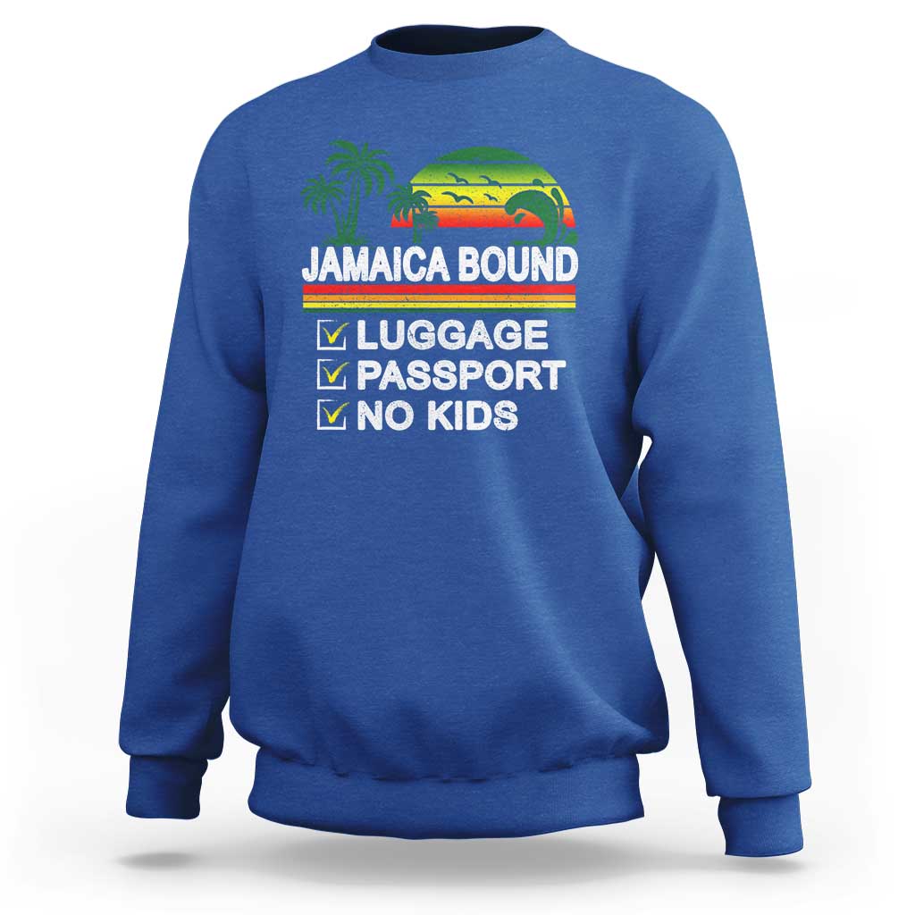 Jamaican Travel Vacation Trip Sweatshirt Jamaica Bound Luggage Passport No Kids - Wonder Print Shop