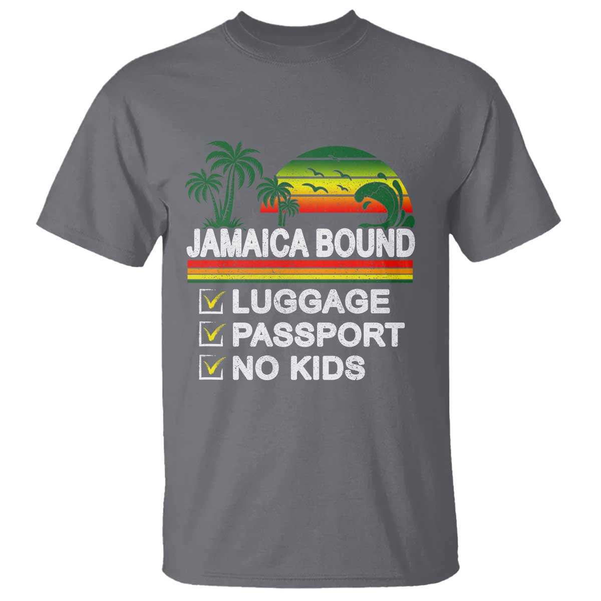 Jamaican Travel Vacation Trip T Shirt Jamaica Bound Luggage Passport No Kids - Wonder Print Shop