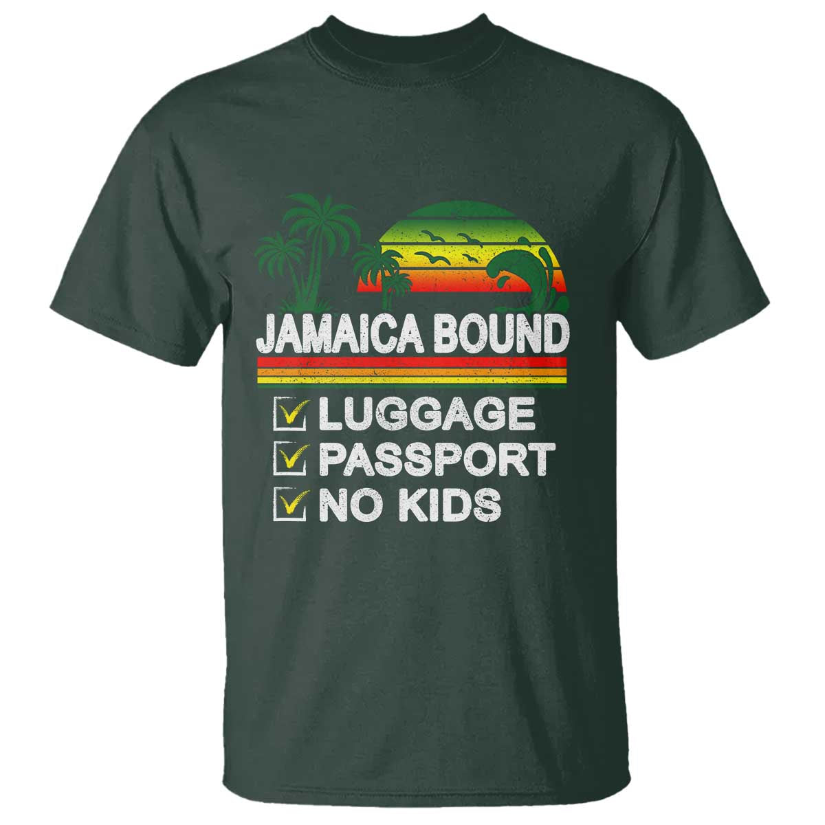 Jamaican Travel Vacation Trip T Shirt Jamaica Bound Luggage Passport No Kids - Wonder Print Shop