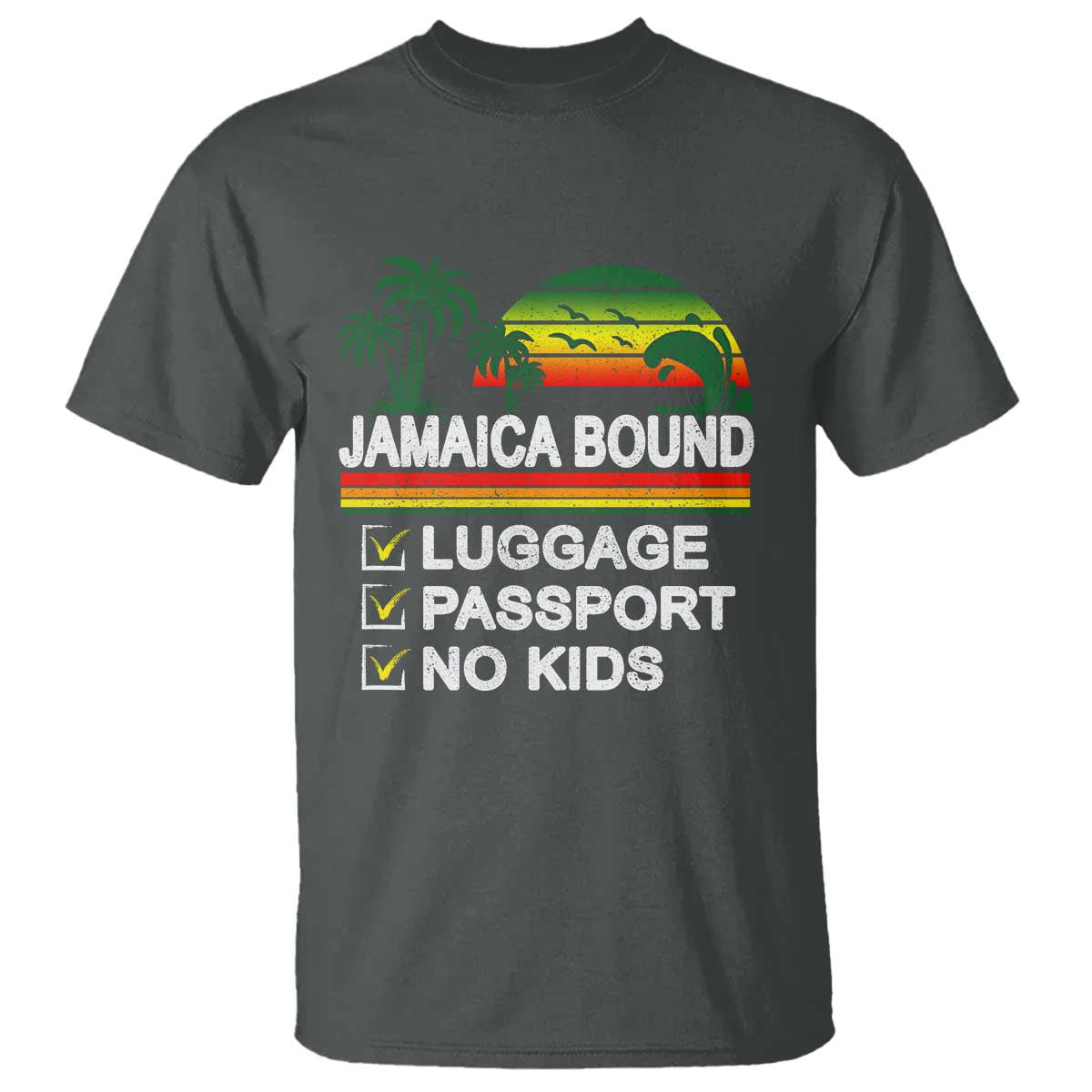 Jamaican Travel Vacation Trip T Shirt Jamaica Bound Luggage Passport No Kids - Wonder Print Shop