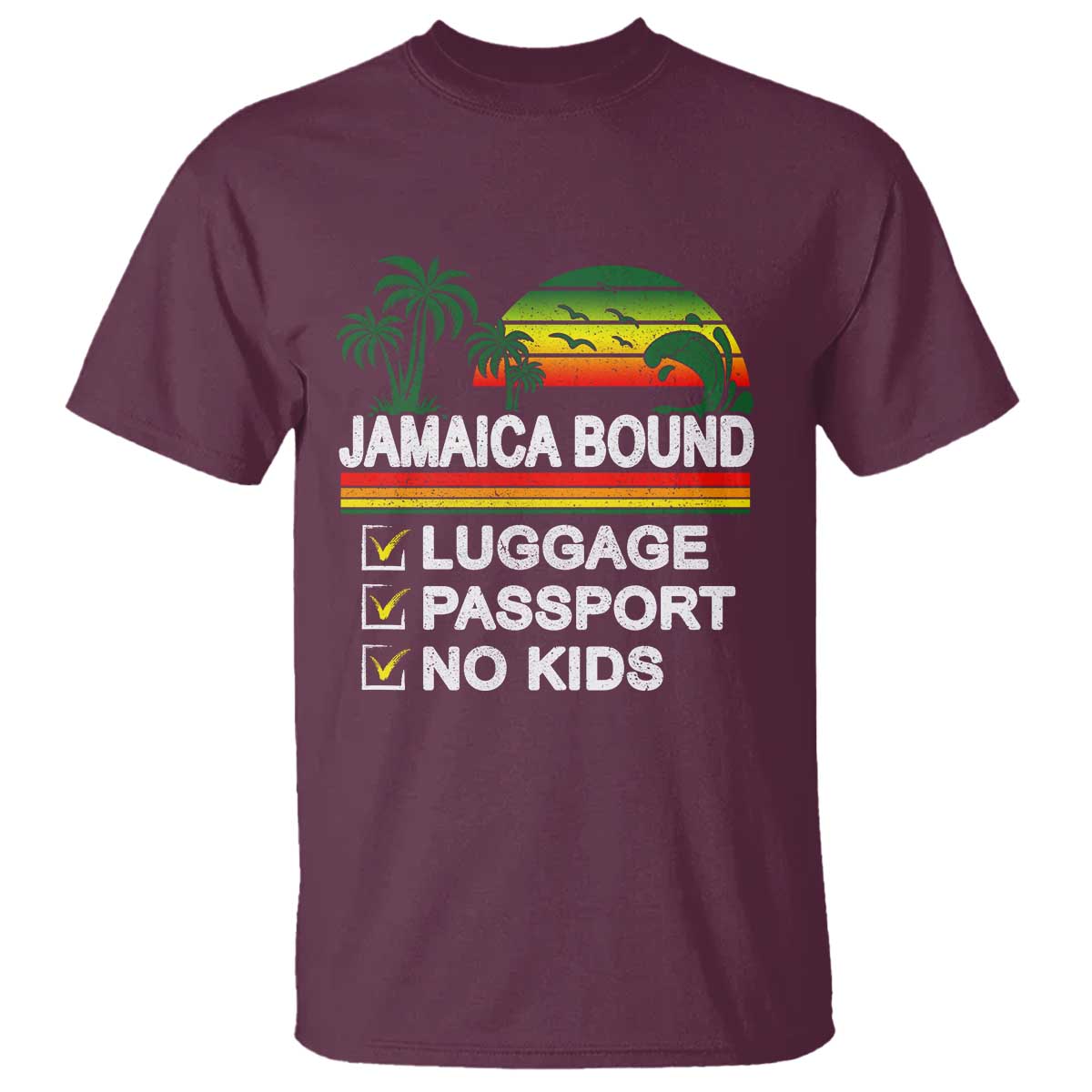 Jamaican Travel Vacation Trip T Shirt Jamaica Bound Luggage Passport No Kids - Wonder Print Shop