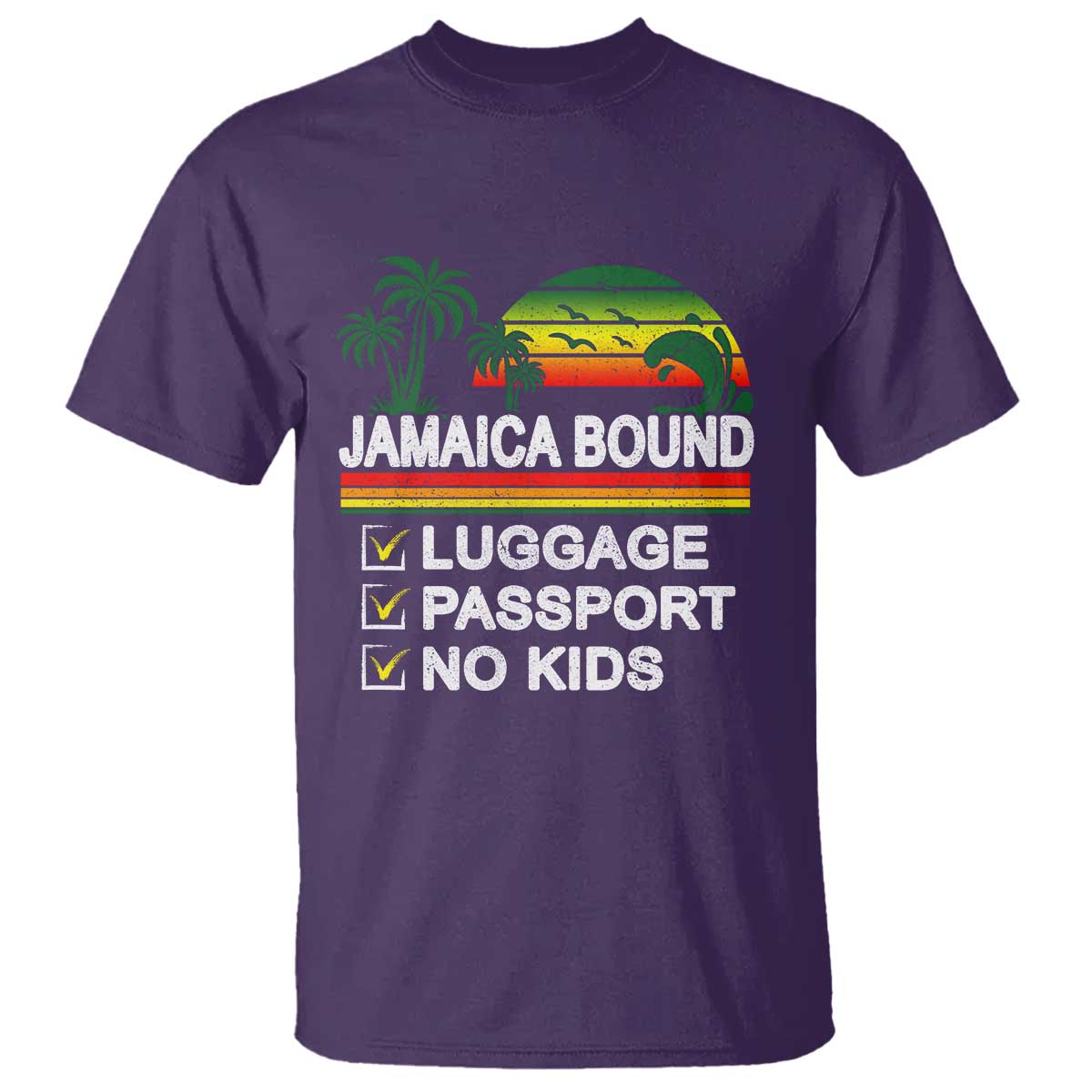 Jamaican Travel Vacation Trip T Shirt Jamaica Bound Luggage Passport No Kids - Wonder Print Shop