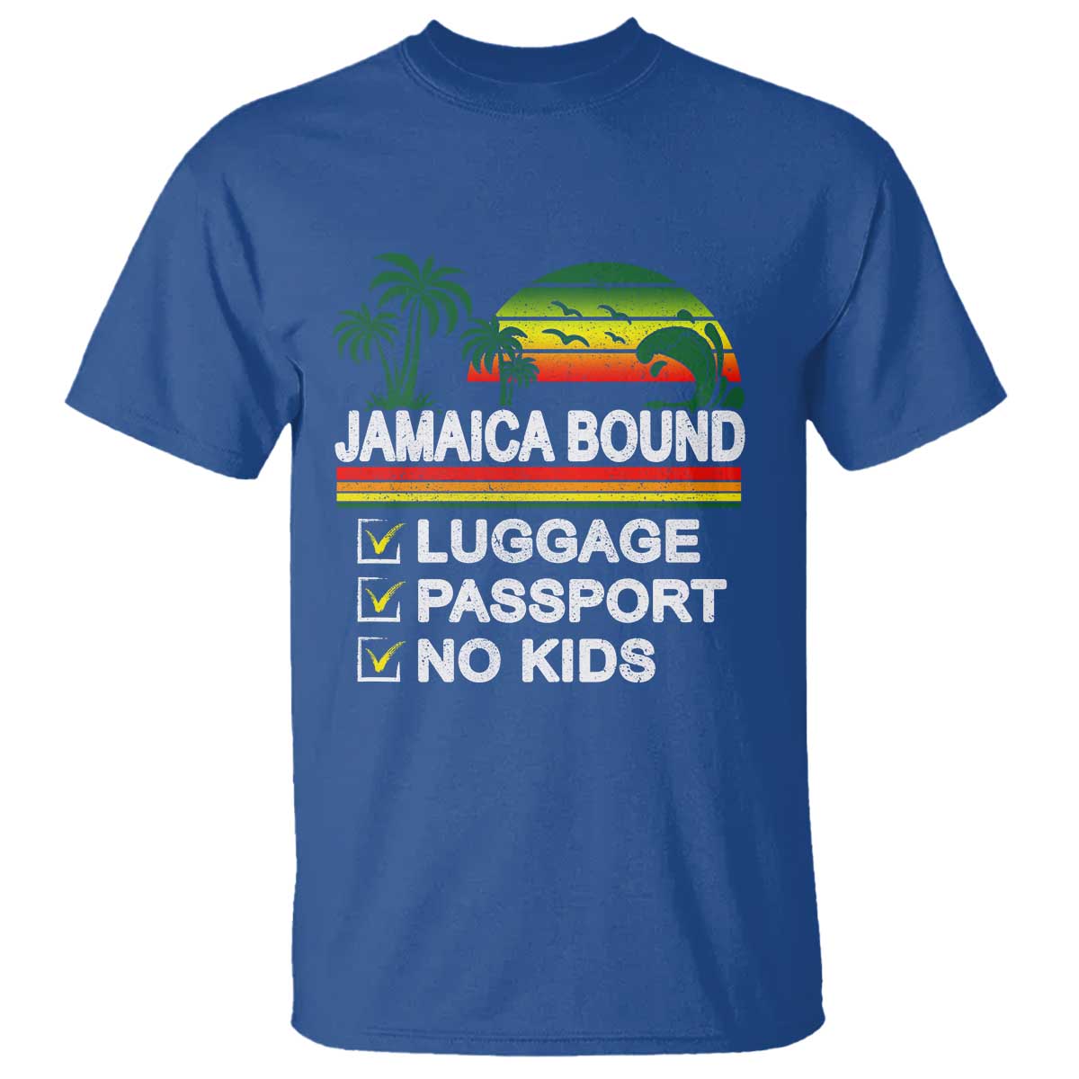 Jamaican Travel Vacation Trip T Shirt Jamaica Bound Luggage Passport No Kids - Wonder Print Shop