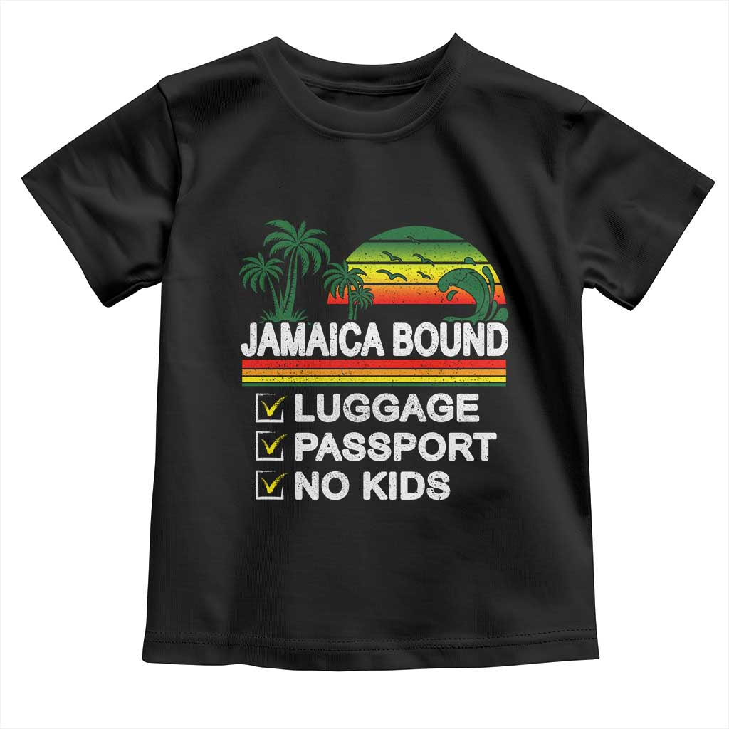 Jamaican Travel Vacation Trip Toddler T Shirt Jamaica Bound Luggage Passport No Kids - Wonder Print Shop