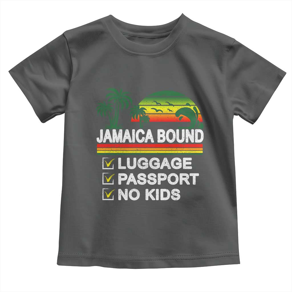 Jamaican Travel Vacation Trip Toddler T Shirt Jamaica Bound Luggage Passport No Kids - Wonder Print Shop