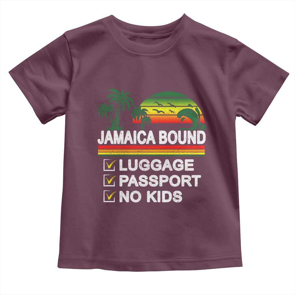 Jamaican Travel Vacation Trip Toddler T Shirt Jamaica Bound Luggage Passport No Kids - Wonder Print Shop