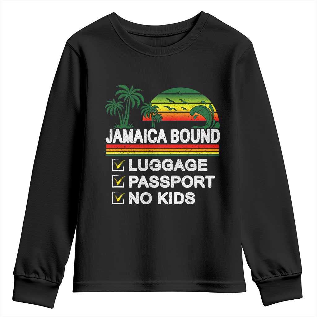 Jamaican Travel Vacation Trip Youth Sweatshirt Jamaica Bound Luggage Passport No Kids - Wonder Print Shop