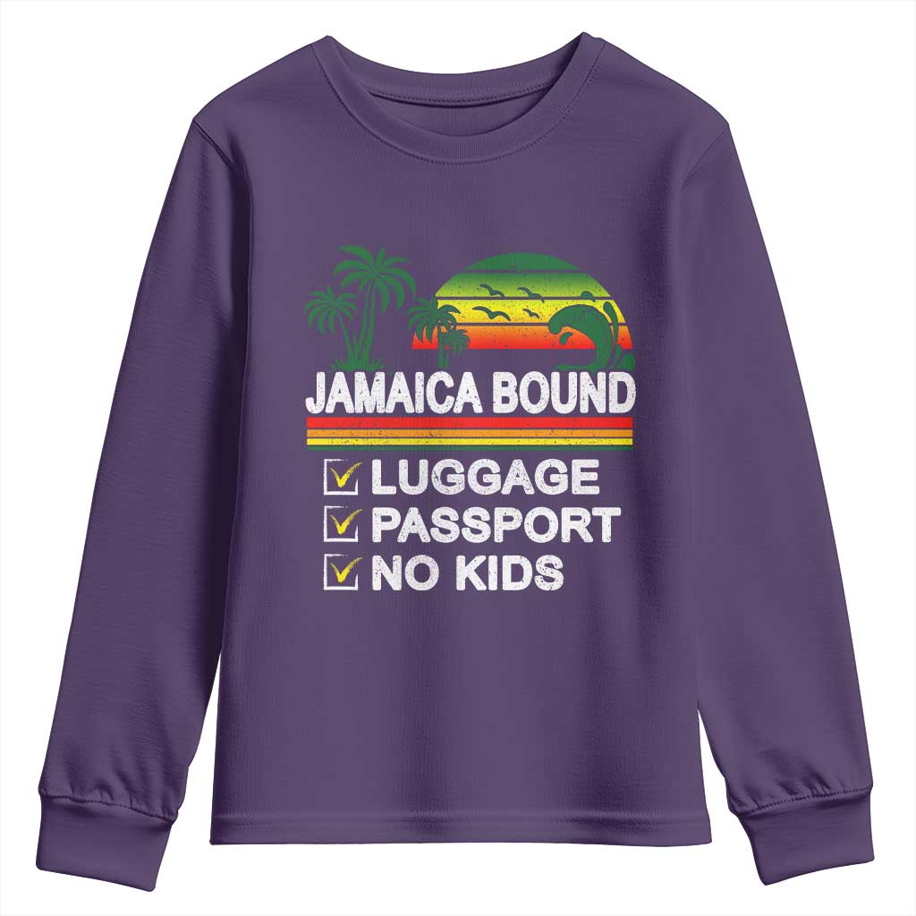 Jamaican Travel Vacation Trip Youth Sweatshirt Jamaica Bound Luggage Passport No Kids - Wonder Print Shop