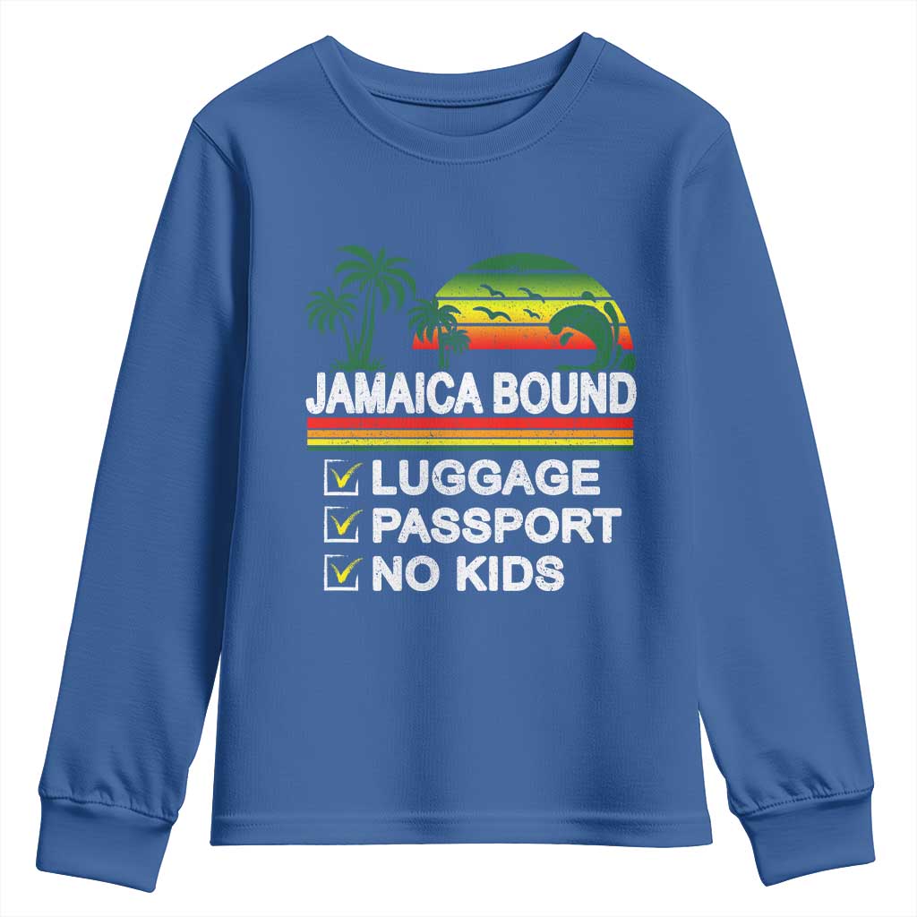 Jamaican Travel Vacation Trip Youth Sweatshirt Jamaica Bound Luggage Passport No Kids - Wonder Print Shop