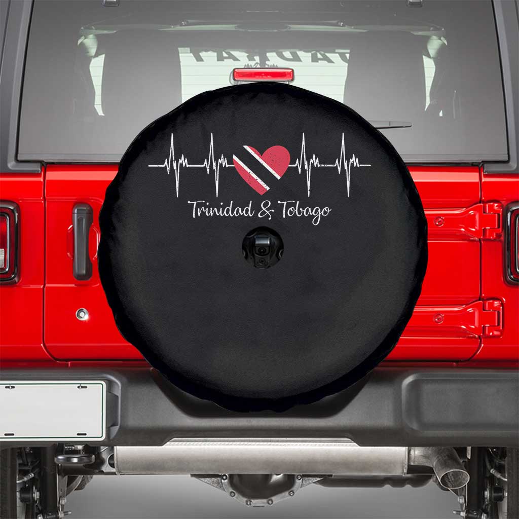 Trinidad And Tobago Heartbeat ECG Pulse Trinidadian Flag Spare Tire Cover - Wonder Print Shop