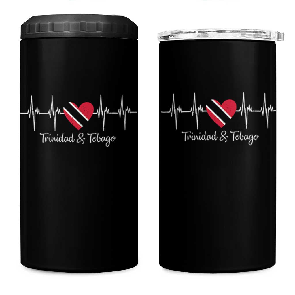 Trinidad And Tobago Heartbeat ECG Pulse Trinidadian Flag 4 in 1 Can Cooler Tumbler - Wonder Print Shop