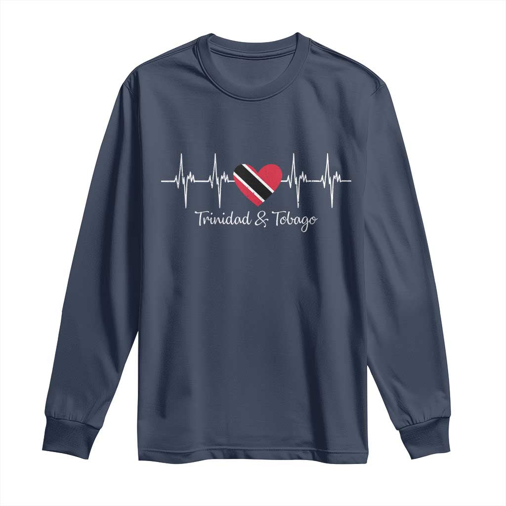 Trinidad And Tobago Heartbeat ECG Pulse Trinidadian Flag Long Sleeve Shirt - Wonder Print Shop