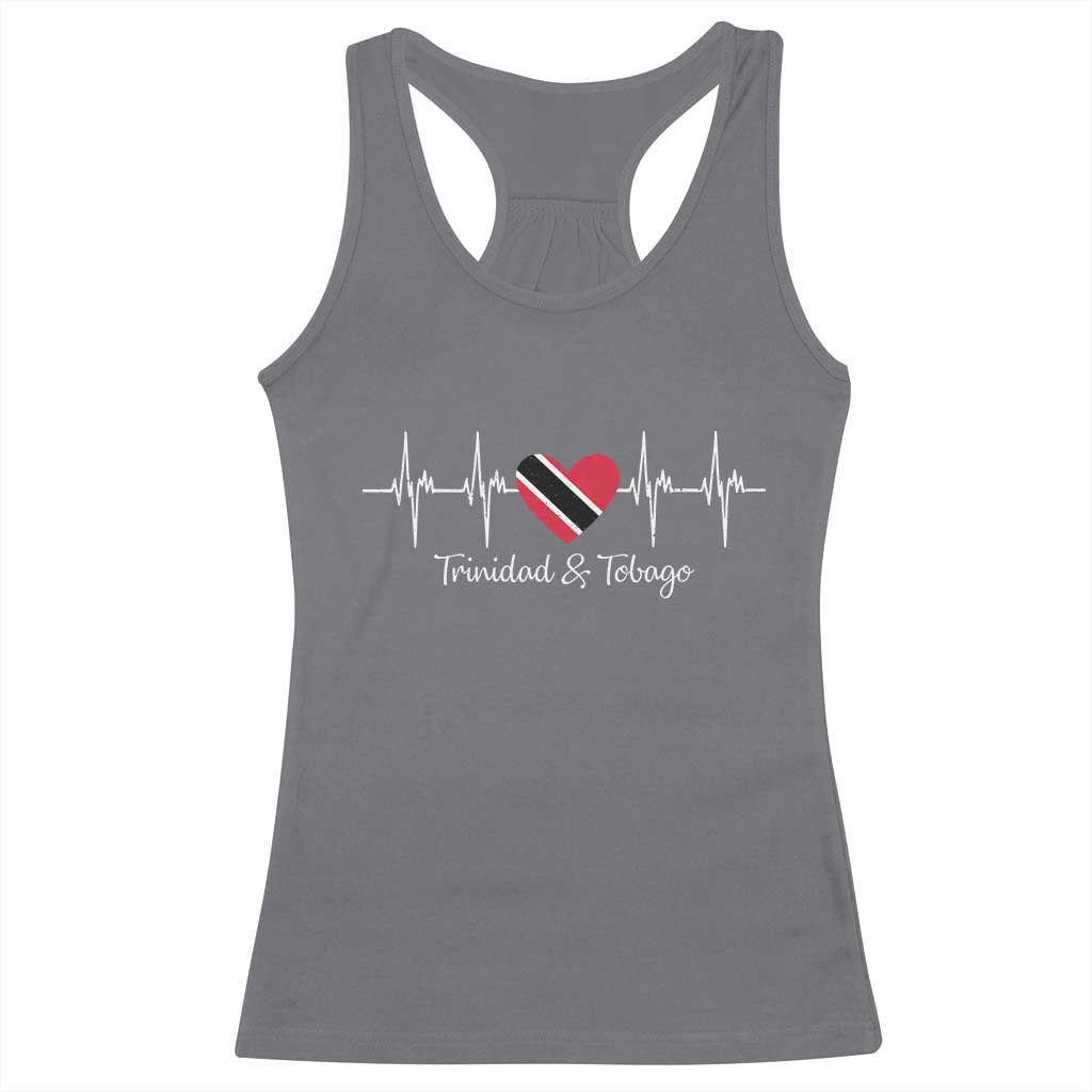 Trinidad And Tobago Heartbeat ECG Pulse Trinidadian Flag Racerback Tank Top - Wonder Print Shop