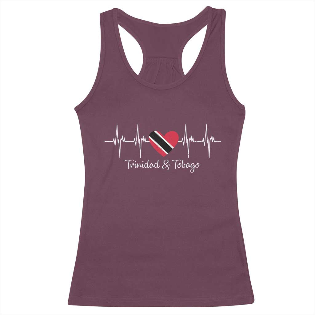 Trinidad And Tobago Heartbeat ECG Pulse Trinidadian Flag Racerback Tank Top - Wonder Print Shop