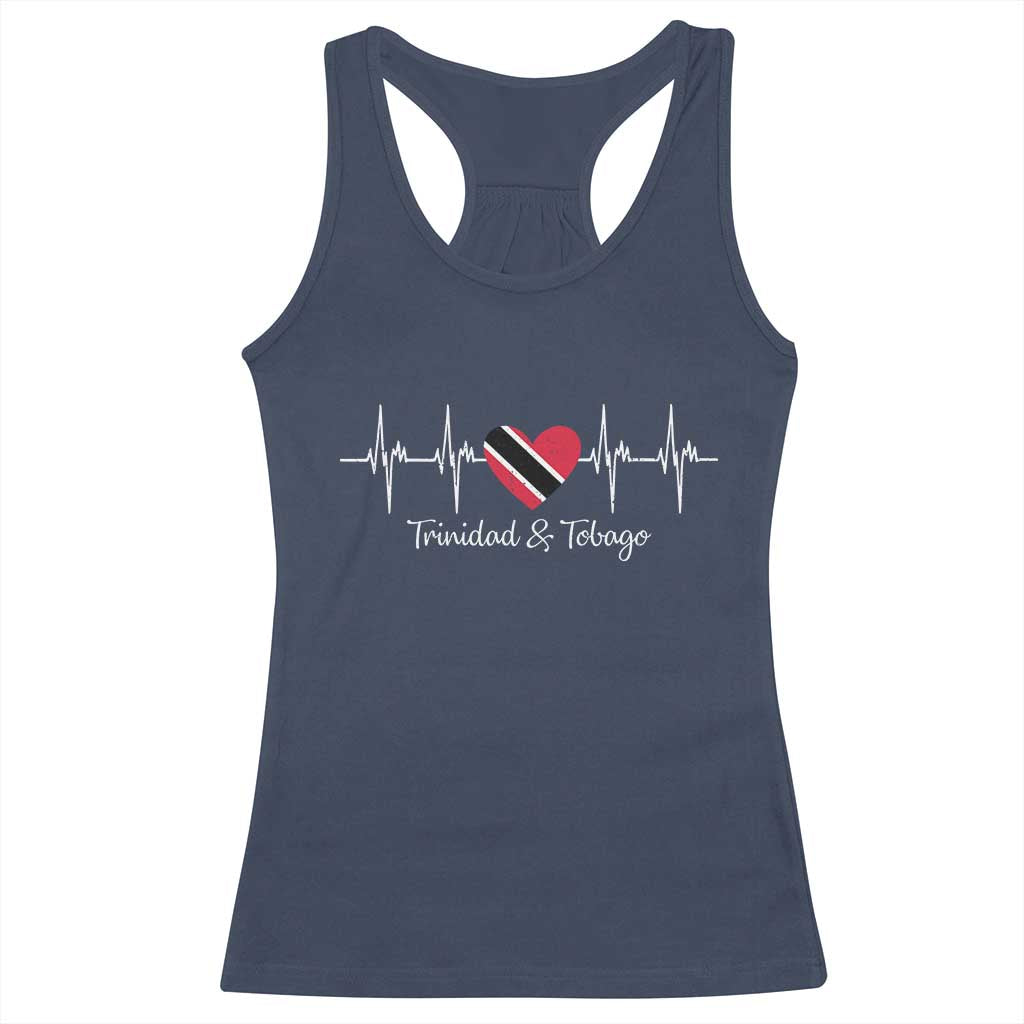 Trinidad And Tobago Heartbeat ECG Pulse Trinidadian Flag Racerback Tank Top - Wonder Print Shop