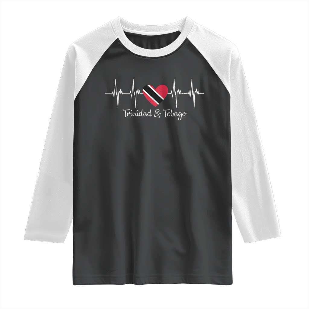 Trinidad And Tobago Heartbeat ECG Pulse Trinidadian Flag Raglan Shirt - Wonder Print Shop