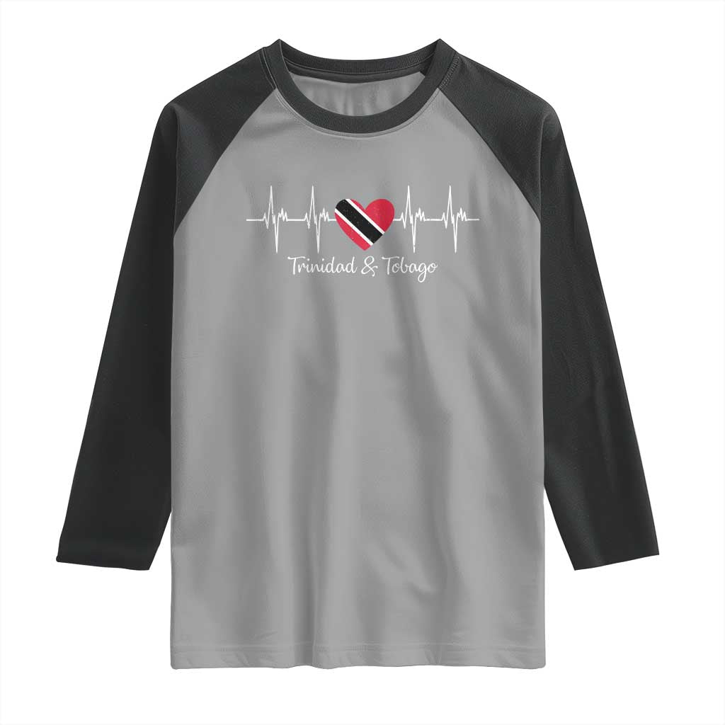 Trinidad And Tobago Heartbeat ECG Pulse Trinidadian Flag Raglan Shirt - Wonder Print Shop