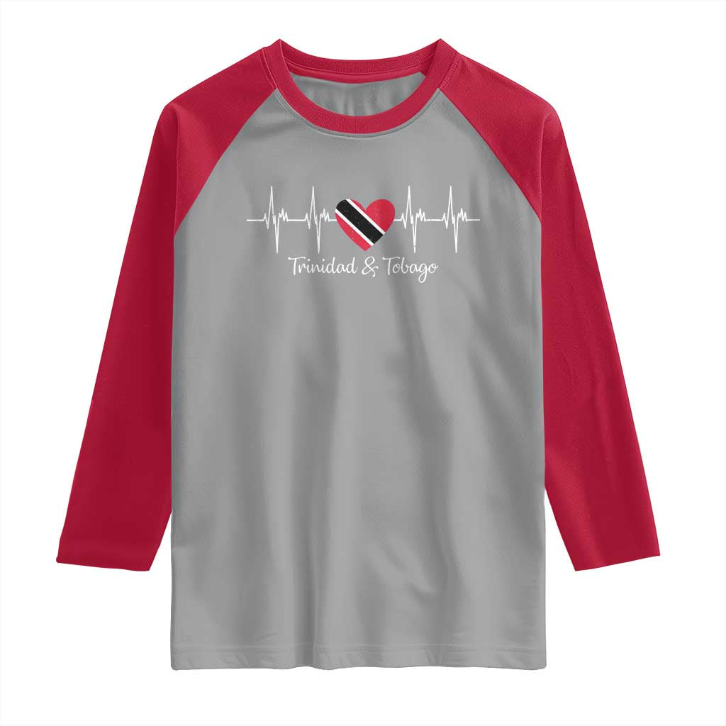 Trinidad And Tobago Heartbeat ECG Pulse Trinidadian Flag Raglan Shirt - Wonder Print Shop