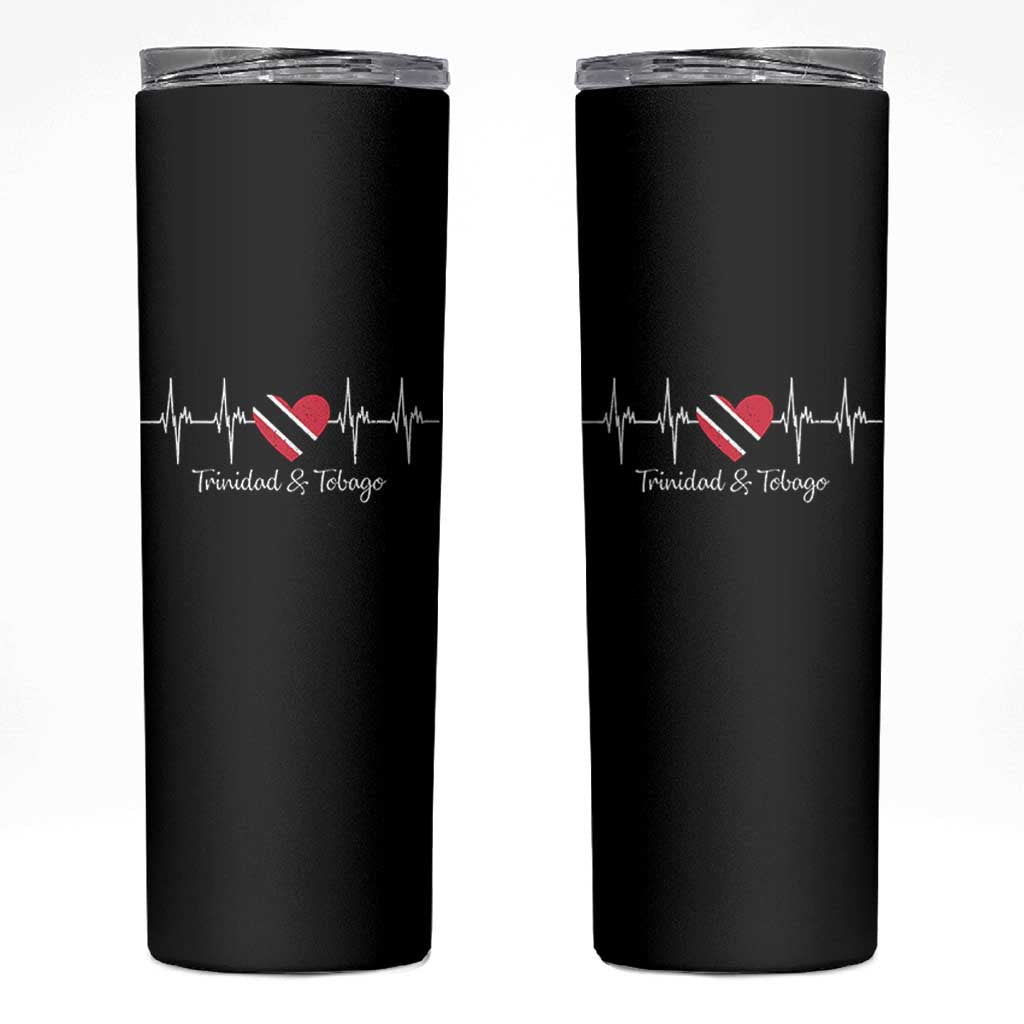 Trinidad And Tobago Heartbeat ECG Pulse Trinidadian Flag Skinny Tumbler - Wonder Print Shop