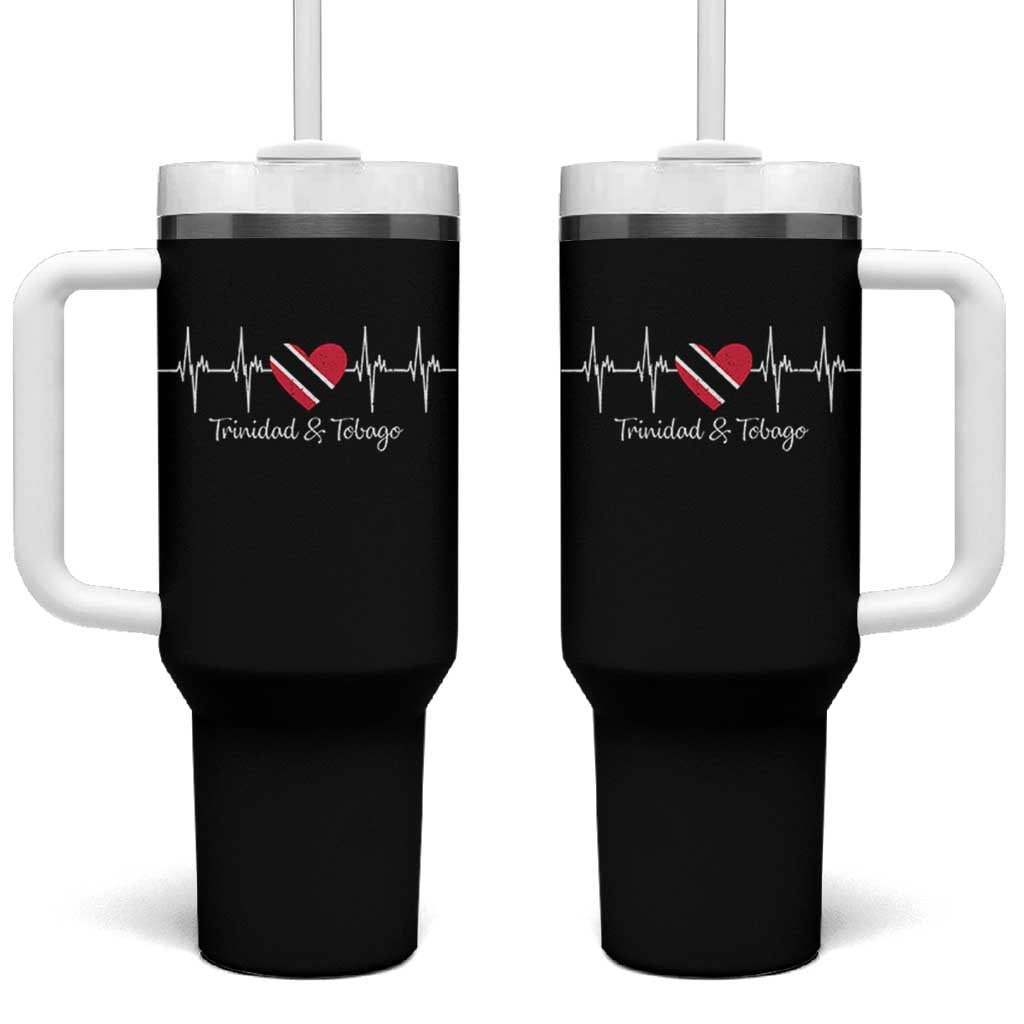 Trinidad And Tobago Heartbeat ECG Pulse Trinidadian Flag Tumbler With Handle - Wonder Print Shop