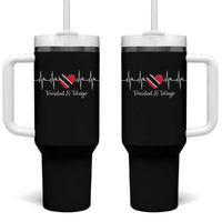 Trinidad And Tobago Heartbeat ECG Pulse Trinidadian Flag Tumbler With Handle - Wonder Print Shop