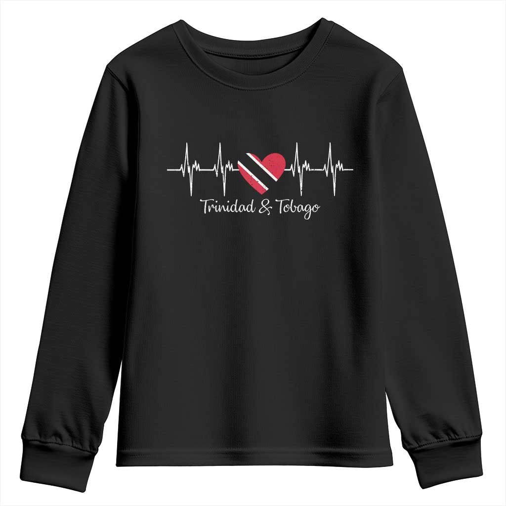 Trinidad And Tobago Heartbeat ECG Pulse Trinidadian Flag Youth Sweatshirt - Wonder Print Shop