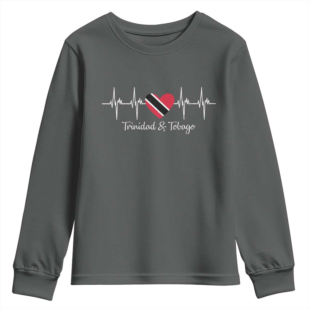 Trinidad And Tobago Heartbeat ECG Pulse Trinidadian Flag Youth Sweatshirt - Wonder Print Shop