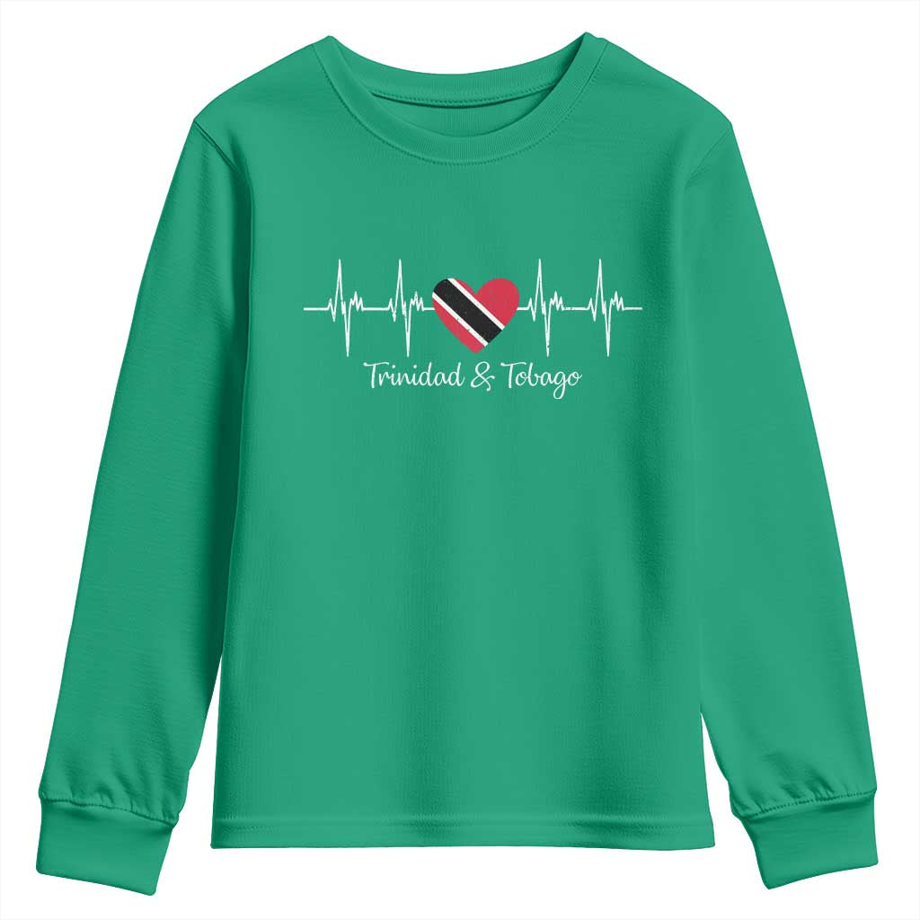 Trinidad And Tobago Heartbeat ECG Pulse Trinidadian Flag Youth Sweatshirt - Wonder Print Shop