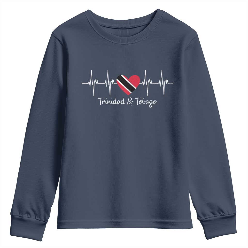 Trinidad And Tobago Heartbeat ECG Pulse Trinidadian Flag Youth Sweatshirt - Wonder Print Shop
