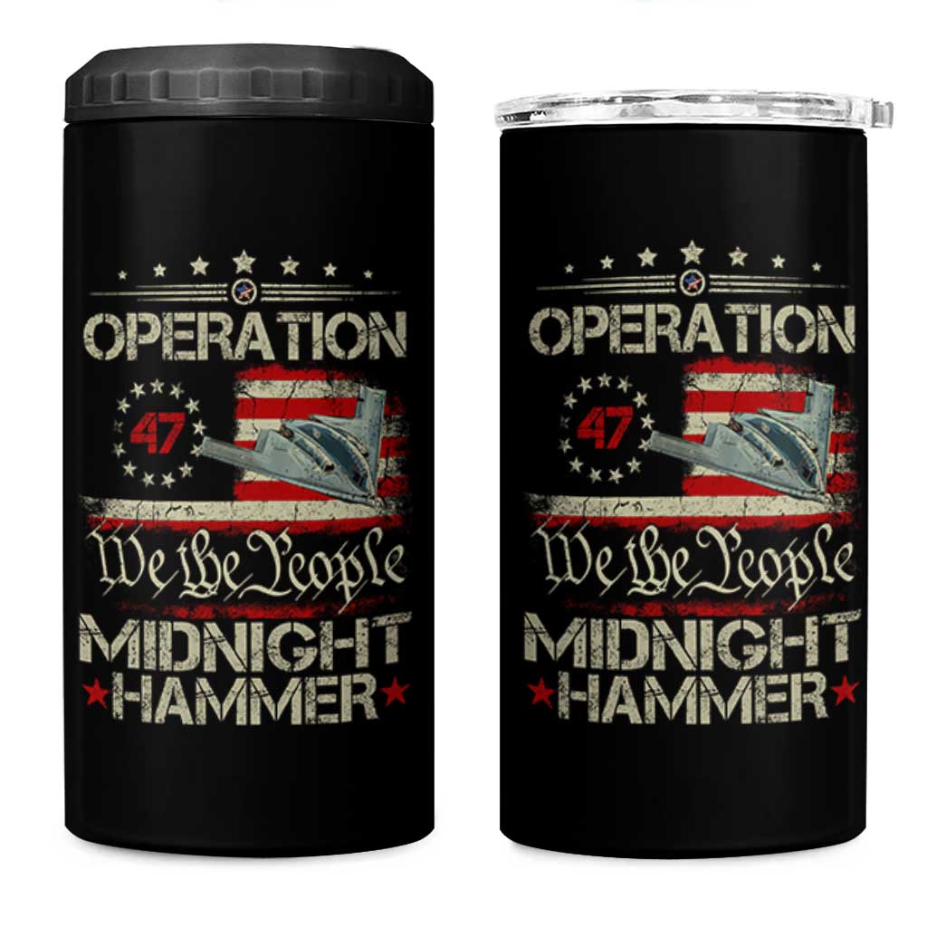 Operation Midnight Hammer 4 in 1 Can Cooler Tumbler Bomber Jet Vintage Betsy Ross Flag - Wonder Print Shop