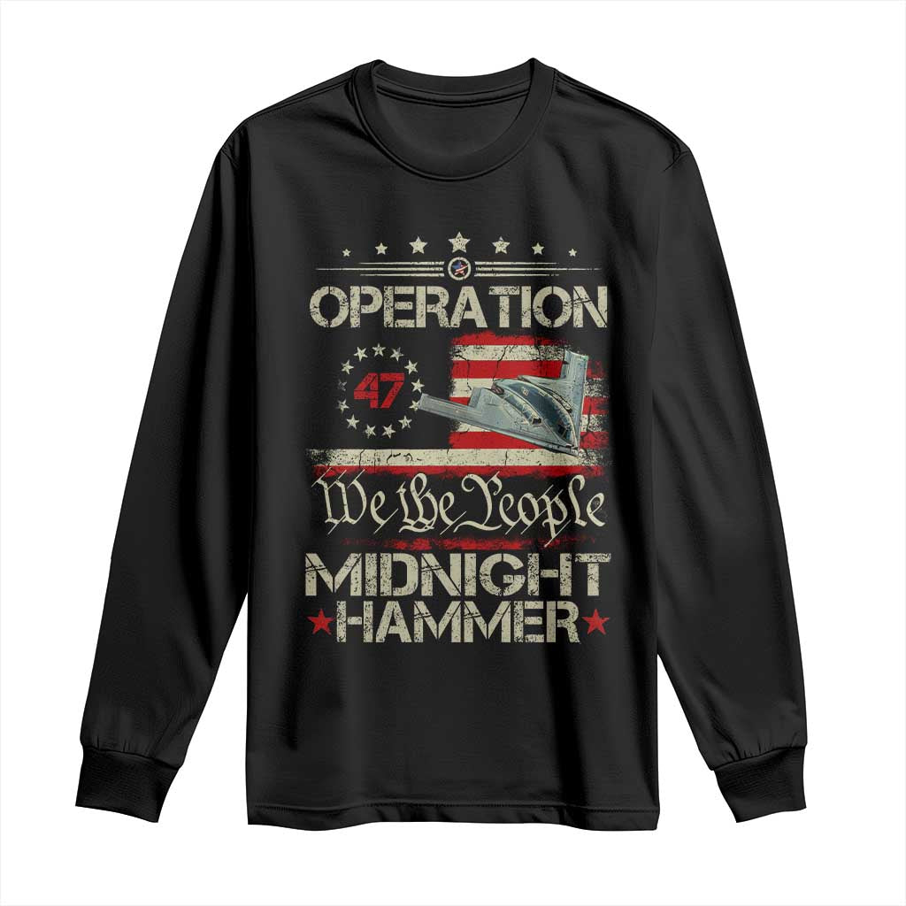 Operation Midnight Hammer Long Sleeve Shirt Bomber Jet Vintage Betsy Ross Flag - Wonder Print Shop