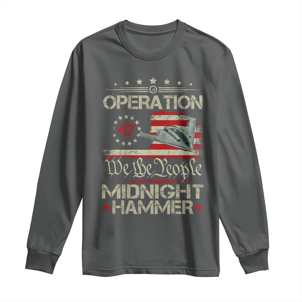 Operation Midnight Hammer Long Sleeve Shirt Bomber Jet Vintage Betsy Ross Flag - Wonder Print Shop