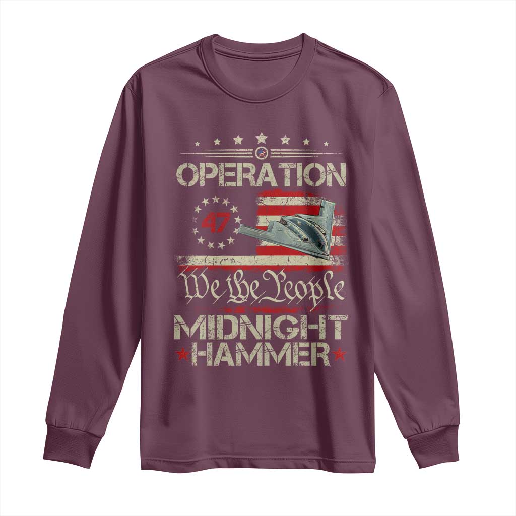 Operation Midnight Hammer Long Sleeve Shirt Bomber Jet Vintage Betsy Ross Flag - Wonder Print Shop